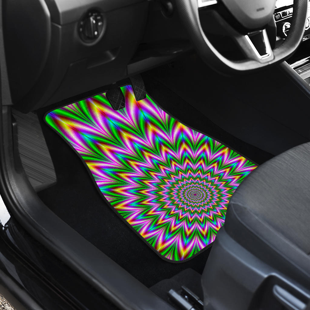 Psychedelic Radiant Optical Illusion Front And Back Car Floor Mats/ Front Car Mat