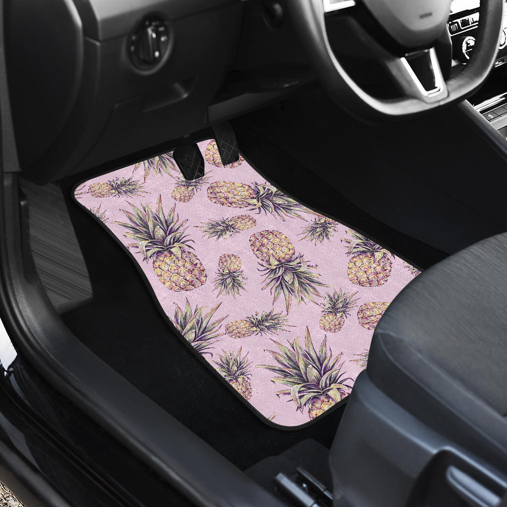Pink Vintage Pineapple Pattern Print Front And Back Car Floor Mats/ Front Car Mat