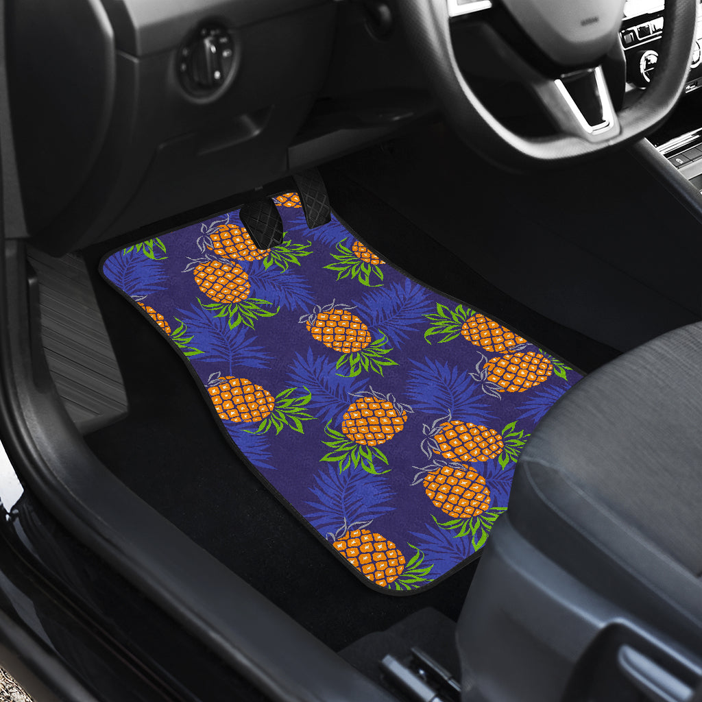 Blue Leaf Pineapple Pattern Print Front And Back Car Floor Mats/ Front Car Mat