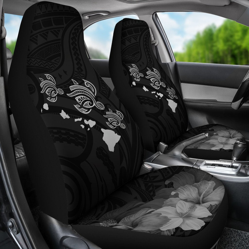 Hawaii Hibiscus Map Polynesian Ancient Gray Turtle Car Set Covers