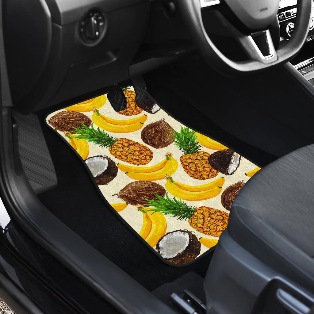 Tropical Fruits Pattern Print Front And Back Car Floor Mats/ Front Car Mat
