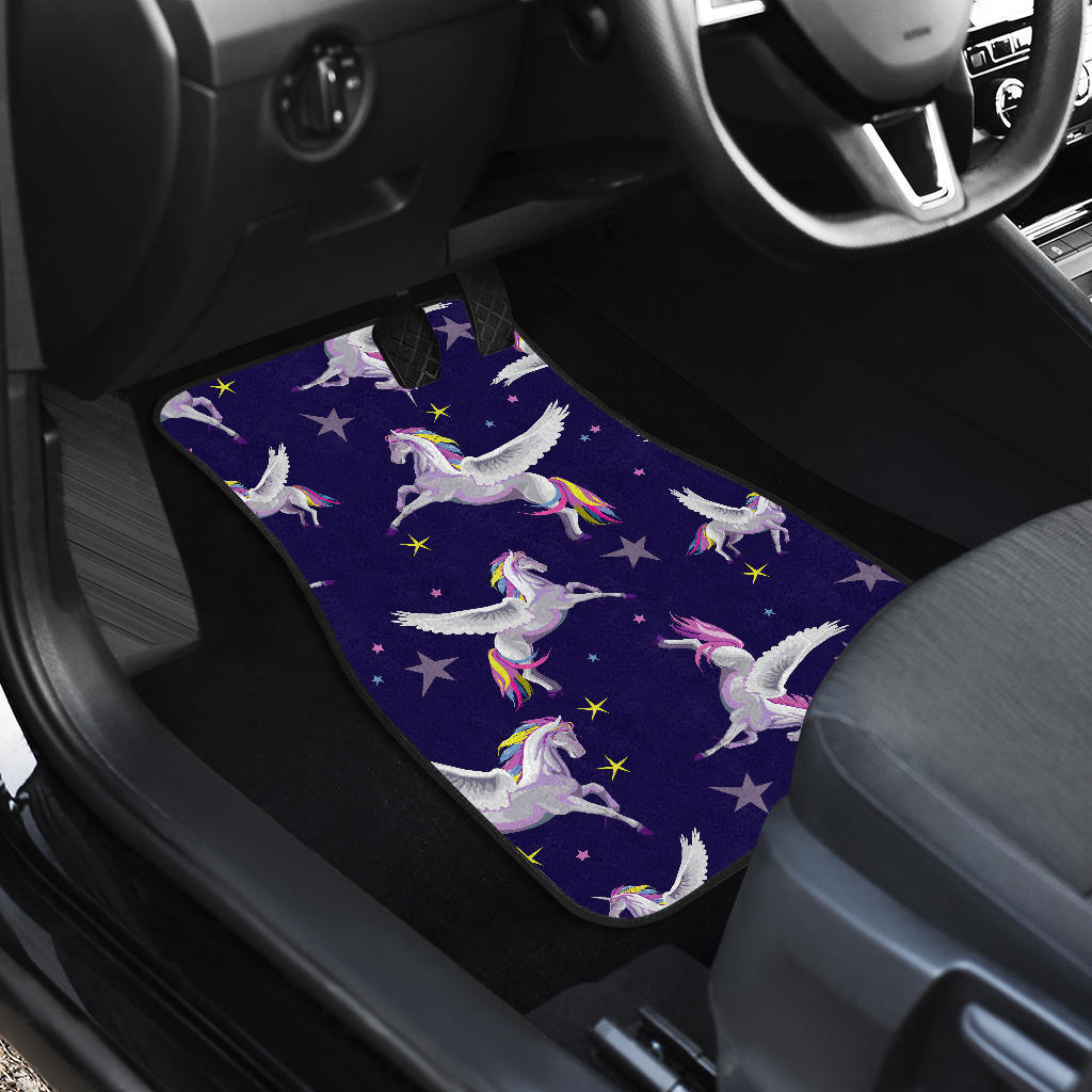 Night Winged Unicorn Pattern Print Front And Back Car Floor Mats/ Front Car Mat