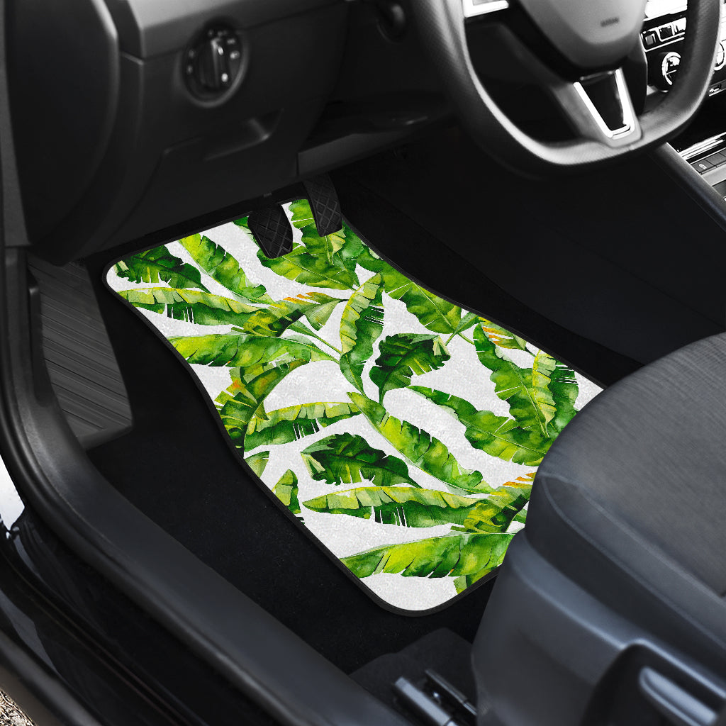 Tropical Banana Leaves Pattern Print Front And Back Car Floor Mats/ Front Car Mat