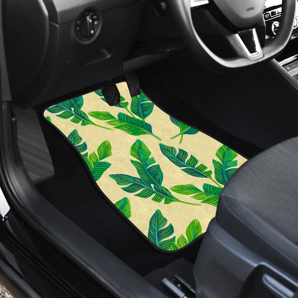 Tropical Banana Palm Leaf Pattern Print Front And Back Car Floor Mats/ Front Car Mat