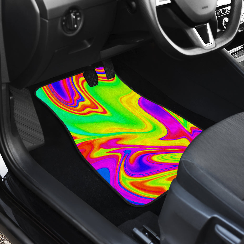 Abstract Liquid Trippy Print Front And Back Car Floor Mats/ Front Car Mat