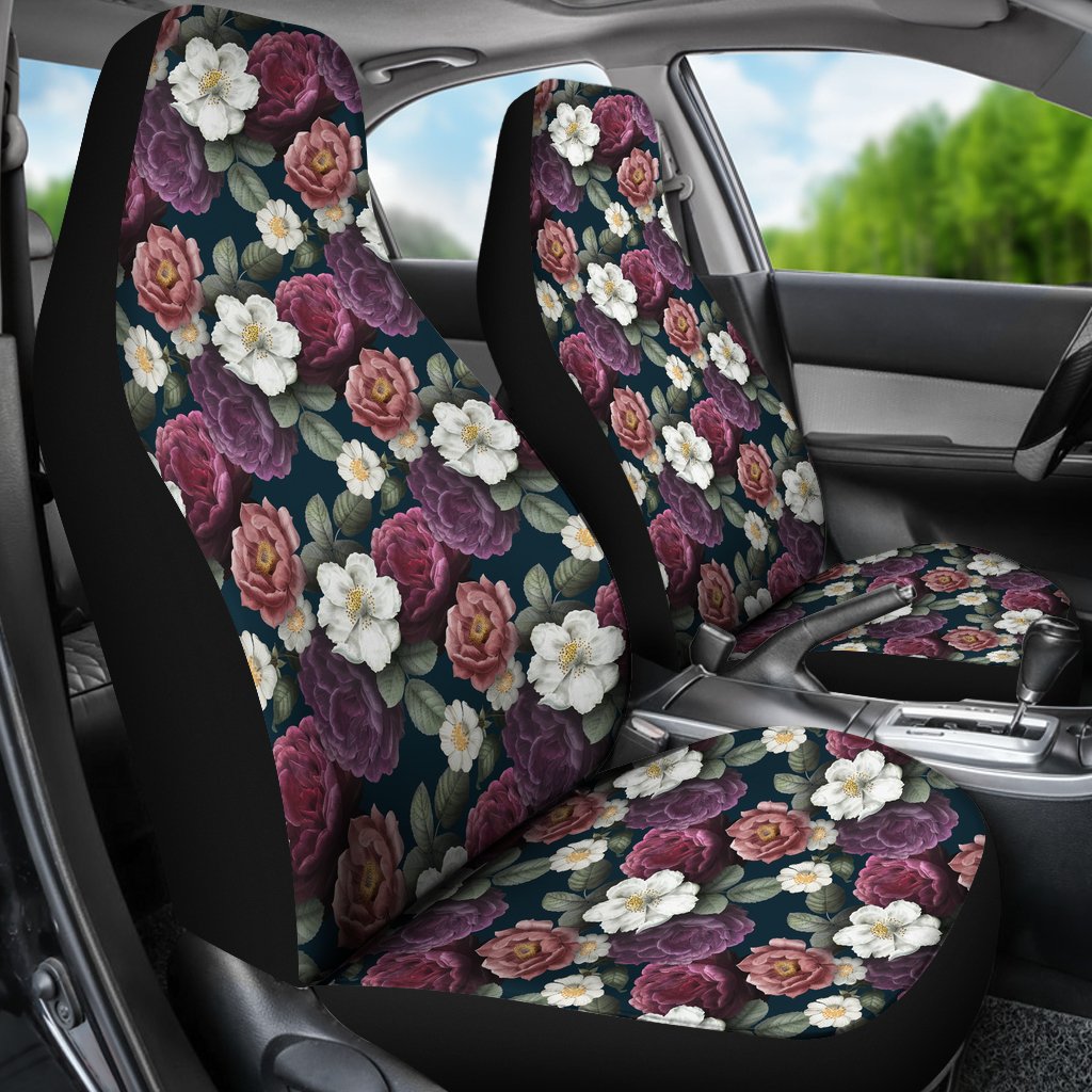 3D All Over Print Camellia Flower Front Car Seat Cover/ Women Carseat Protector