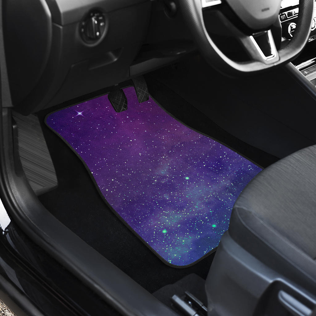 Purple Turquoise Galaxy Space Print Front And Back Car Floor Mats/ Front Car Mat