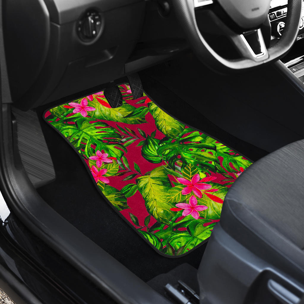Pink Hawaiian Tropical Pattern Print Front And Back Car Floor Mats/ Front Car Mat