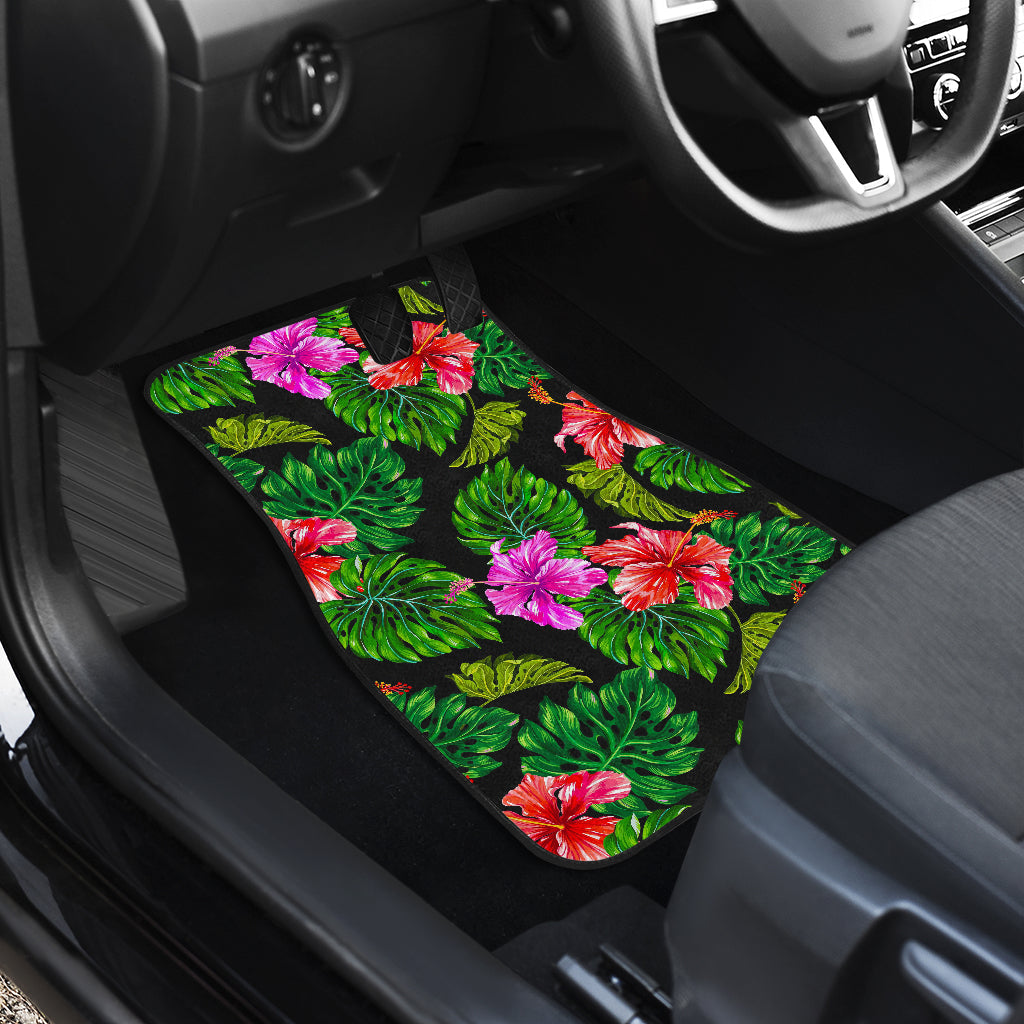 Monstera Hibiscus Hawaii Pattern Print Front And Back Car Floor Mats/ Front Car Mat