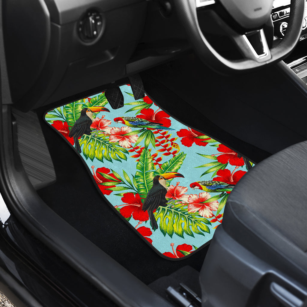 Toucan Parrot Tropical Pattern Print Front And Back Car Floor Mats/ Front Car Mat