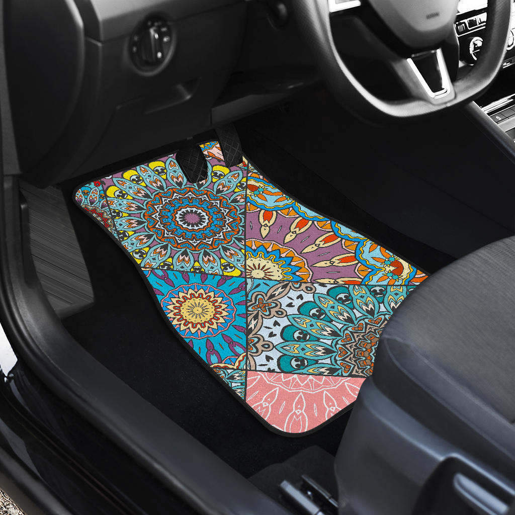 Patchwork Mandala Bohemian Pattern Print Front And Back Car Floor Mats/ Front Car Mat