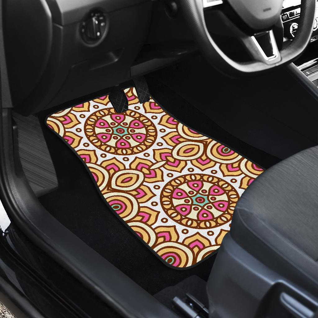Pastel Ethnic Mandala Print Front And Back Car Floor Mats/ Front Car Mat