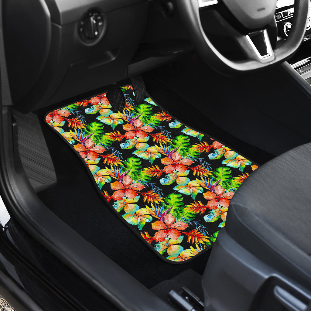 Tropical Hawaii Flowers Pattern Print Front And Back Car Floor Mats/ Front Car Mat