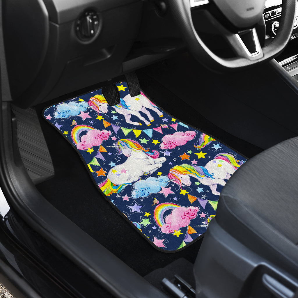 Unicorn Night Festival Pattern Print Front And Back Car Floor Mats/ Front Car Mat