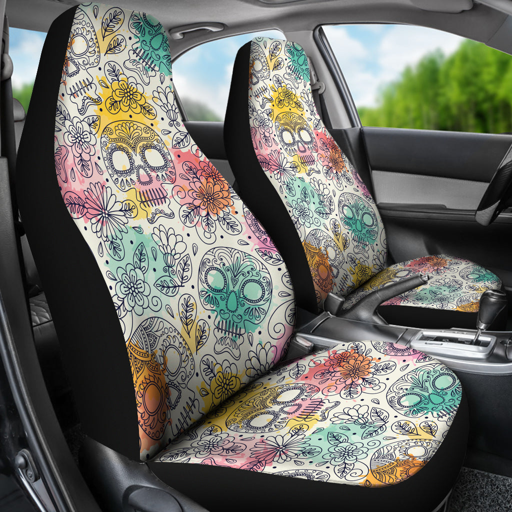 Pastel Sugar Skull Universal Fit Car Seat Covers