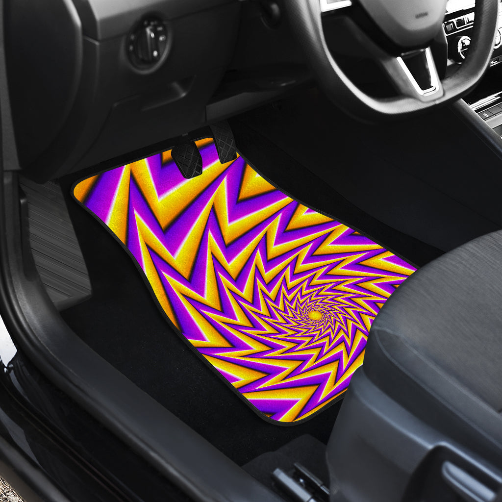 Yellow Big Bang Moving Optical Illusion Front And Back Car Floor Mats/ Front Car Mat