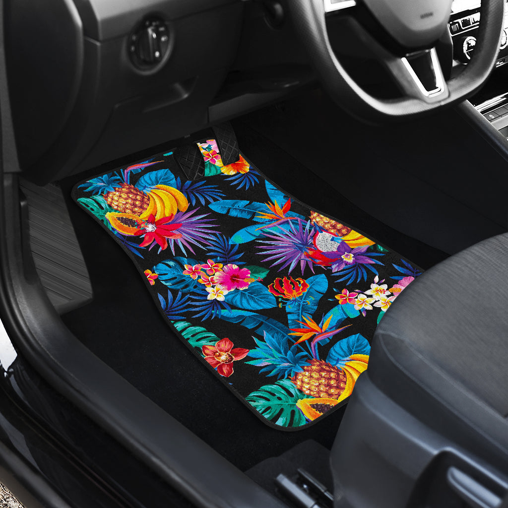 Turquoise Hawaiian Fruits Pattern Print Front And Back Car Floor Mats/ Front Car Mat