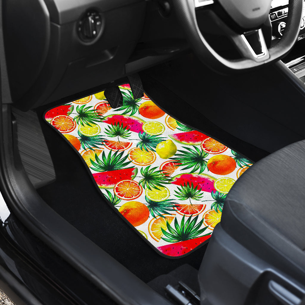 Tropical Fruit Leaf Pattern Print Front And Back Car Floor Mats/ Front Car Mat