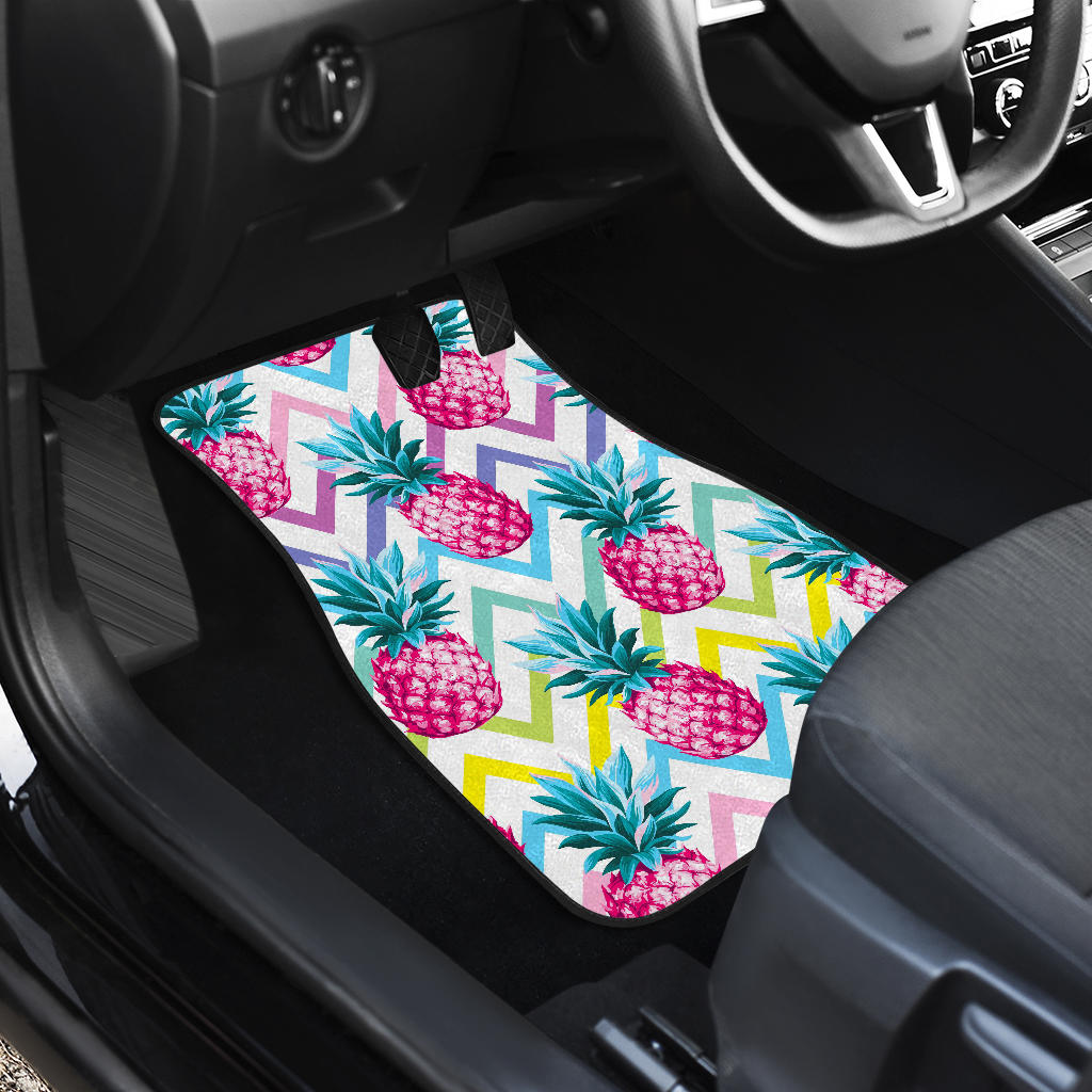 Neon Zig Zag Pineapple Pattern Print Front And Back Car Floor Mats/ Front Car Mat
