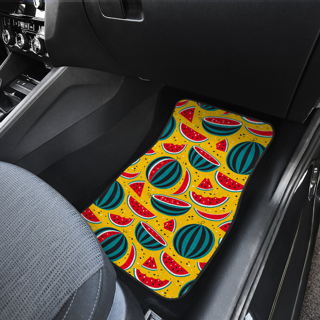 Yellow Watermelon Pieces Pattern Print Front And Back Car Floor Mats/ Front Car Mat