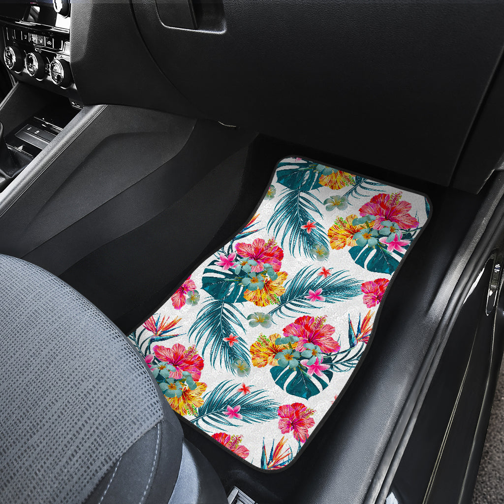 Aloha Hawaii Floral Pattern Print Front And Back Car Floor Mats/ Front Car Mat
