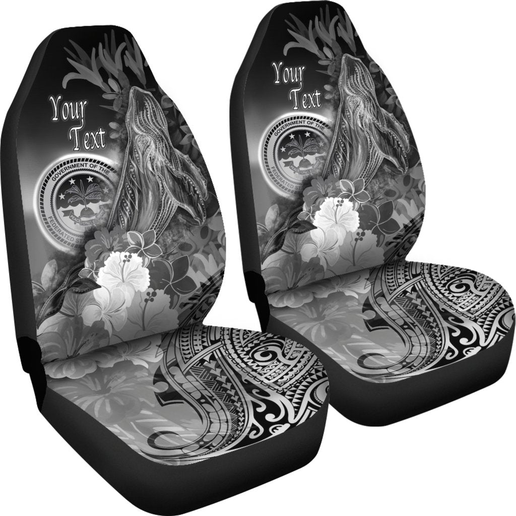 Federated States of Micronesia Personalised Car Seat Humpback Whale with Tropical Flowers (White)