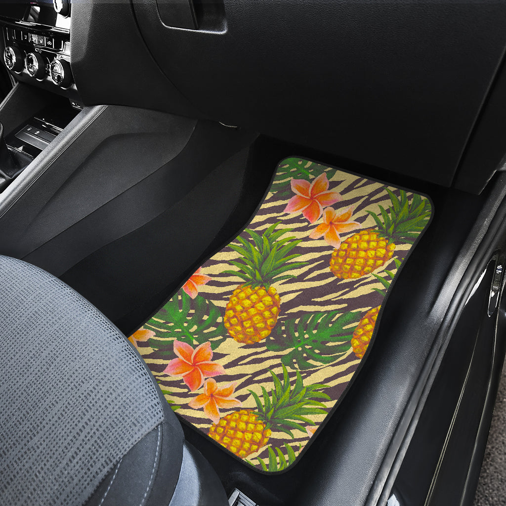 Vintage Zebra Pineapple Pattern Print Front And Back Car Floor Mats/ Front Car Mat