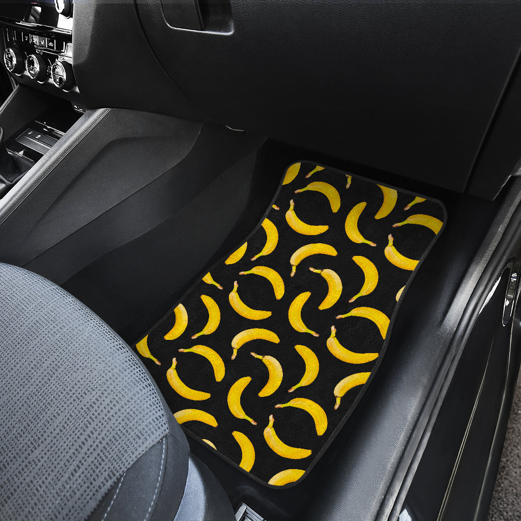 Black Banana Pattern Print Front And Back Car Floor Mats/ Front Car Mat