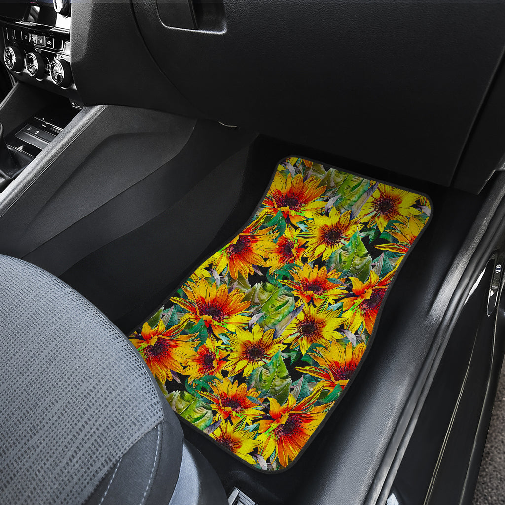 Autumn Sunflower Pattern Print Front And Back Car Floor Mats/ Front Car Mat