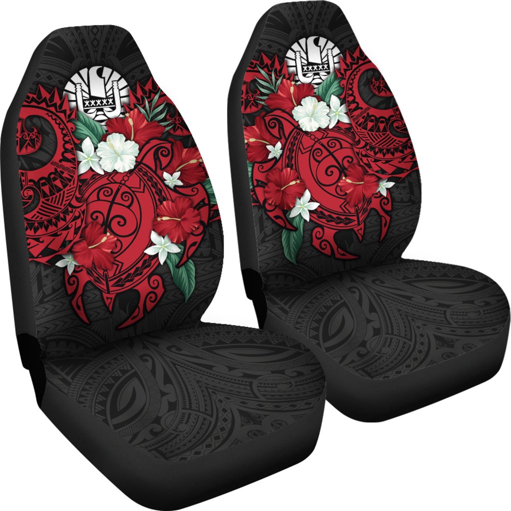 Tahiti Polynesian Car Seat Coat of Arms with Hibiscus and Sea Turtle (Red)
