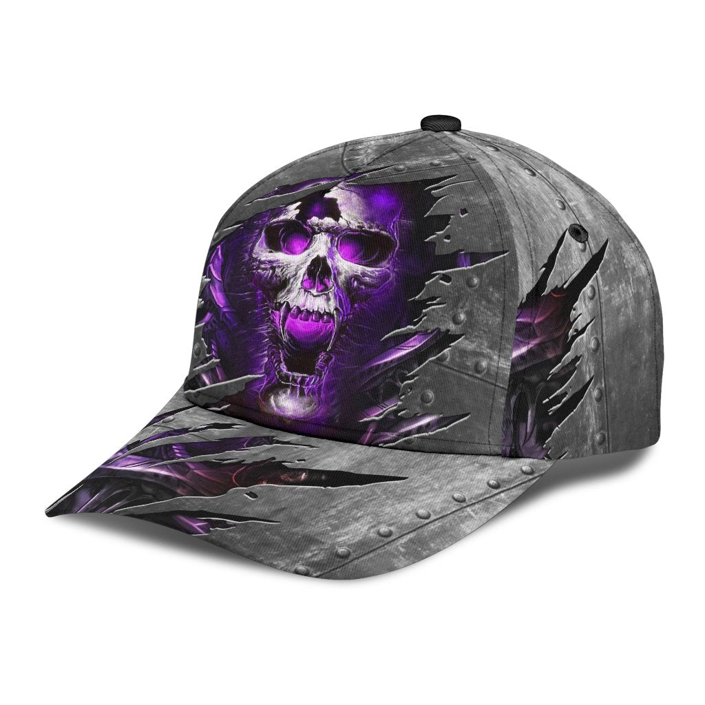 3D Skull Cap Hat/ Purple Skull On Baseball Cap Hat Metal Pattern