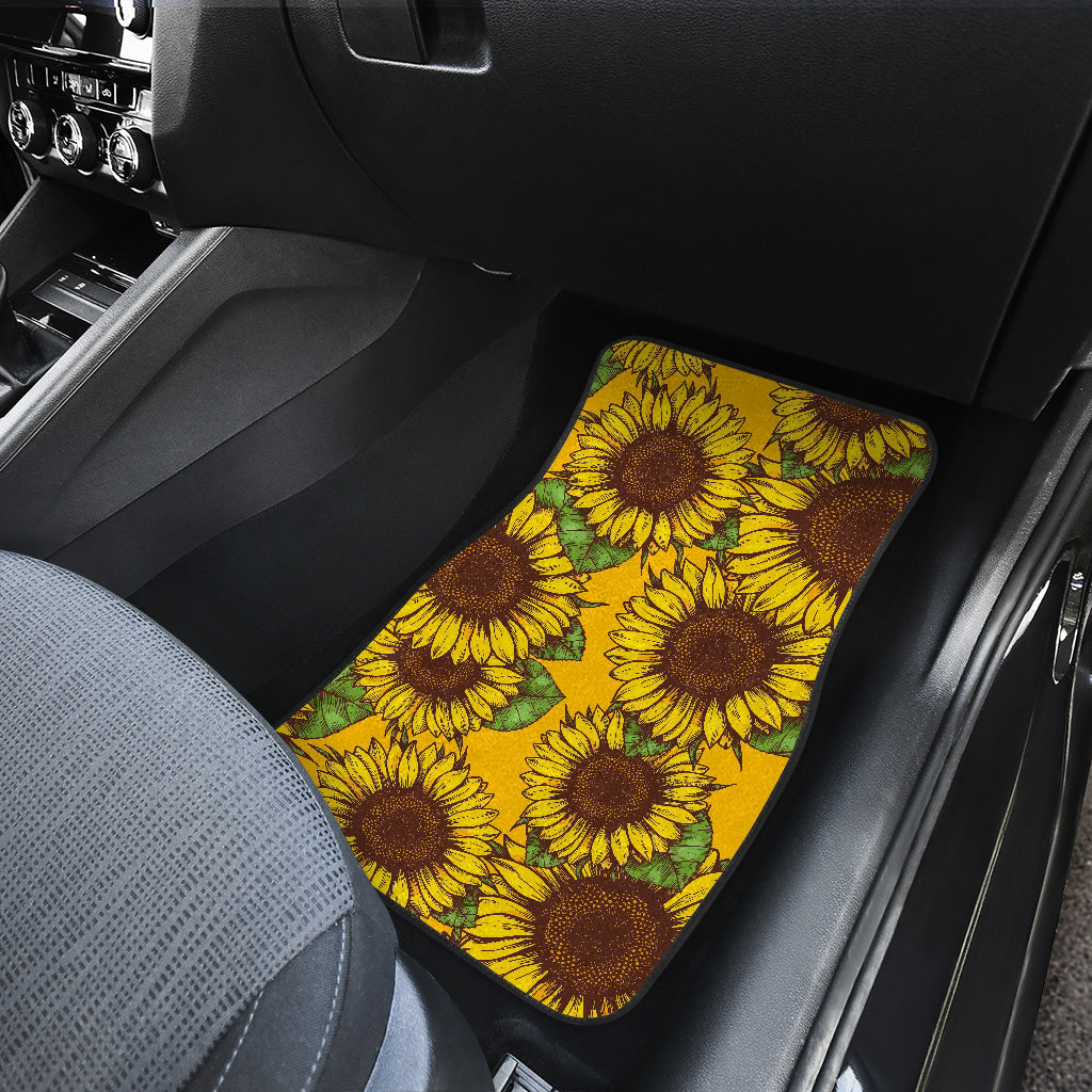 Classic Vintage Sunflower Pattern Print Front And Back Car Floor Mats/ Front Car Mat