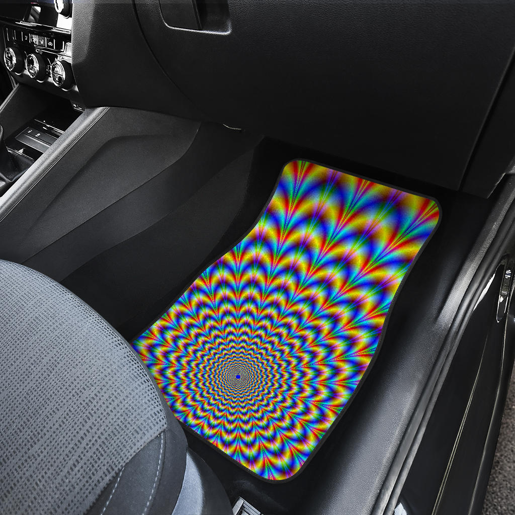 Psychedelic Wave Optical Illusion Front And Back Car Floor Mats/ Front Car Mat