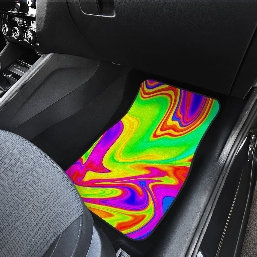 Abstract Liquid Trippy Print Front And Back Car Floor Mats/ Front Car Mat