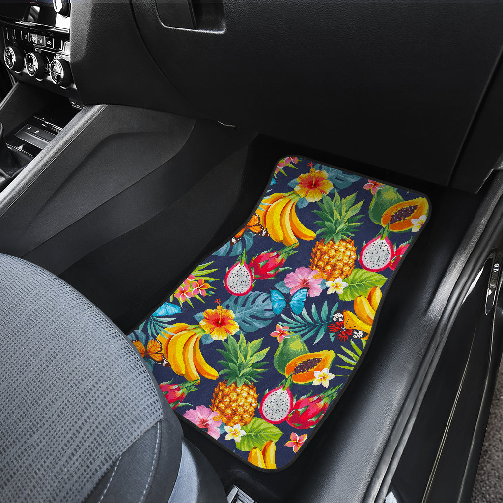 Aloha Tropical Fruits Pattern Print Front And Back Car Floor Mats/ Front Car Mat