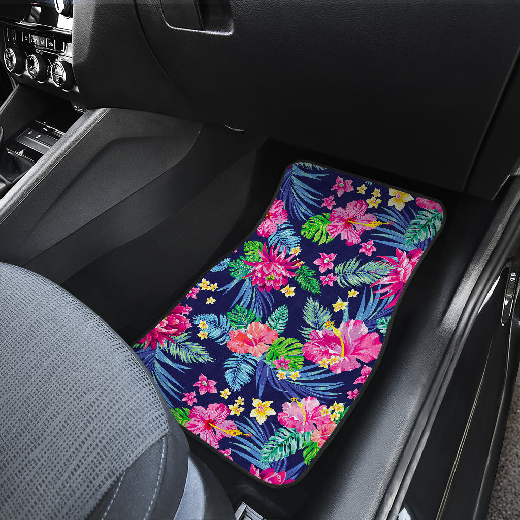 Blossom Tropical Flower Pattern Print Front And Back Car Floor Mats/ Front Car Mat