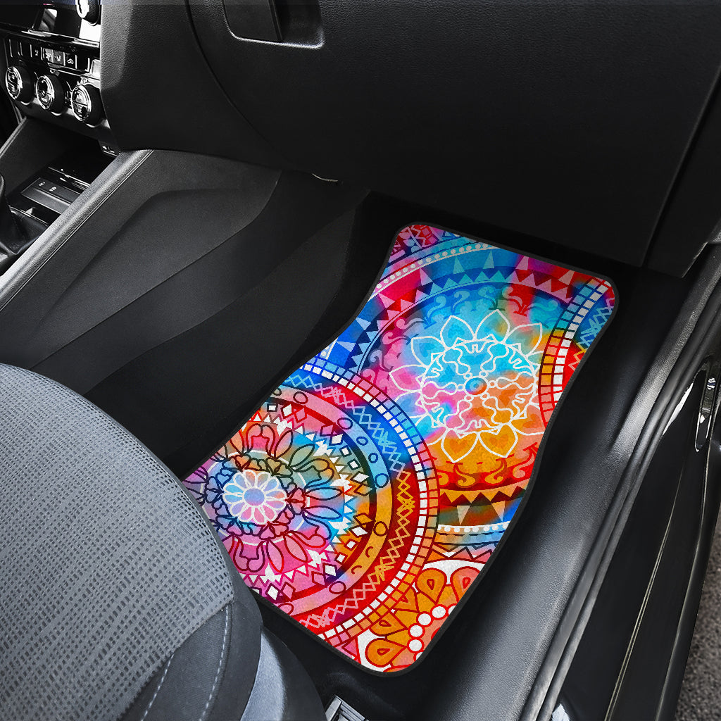 Colorful Circle Mandala Print Front And Back Car Floor Mats/ Front Car Mat