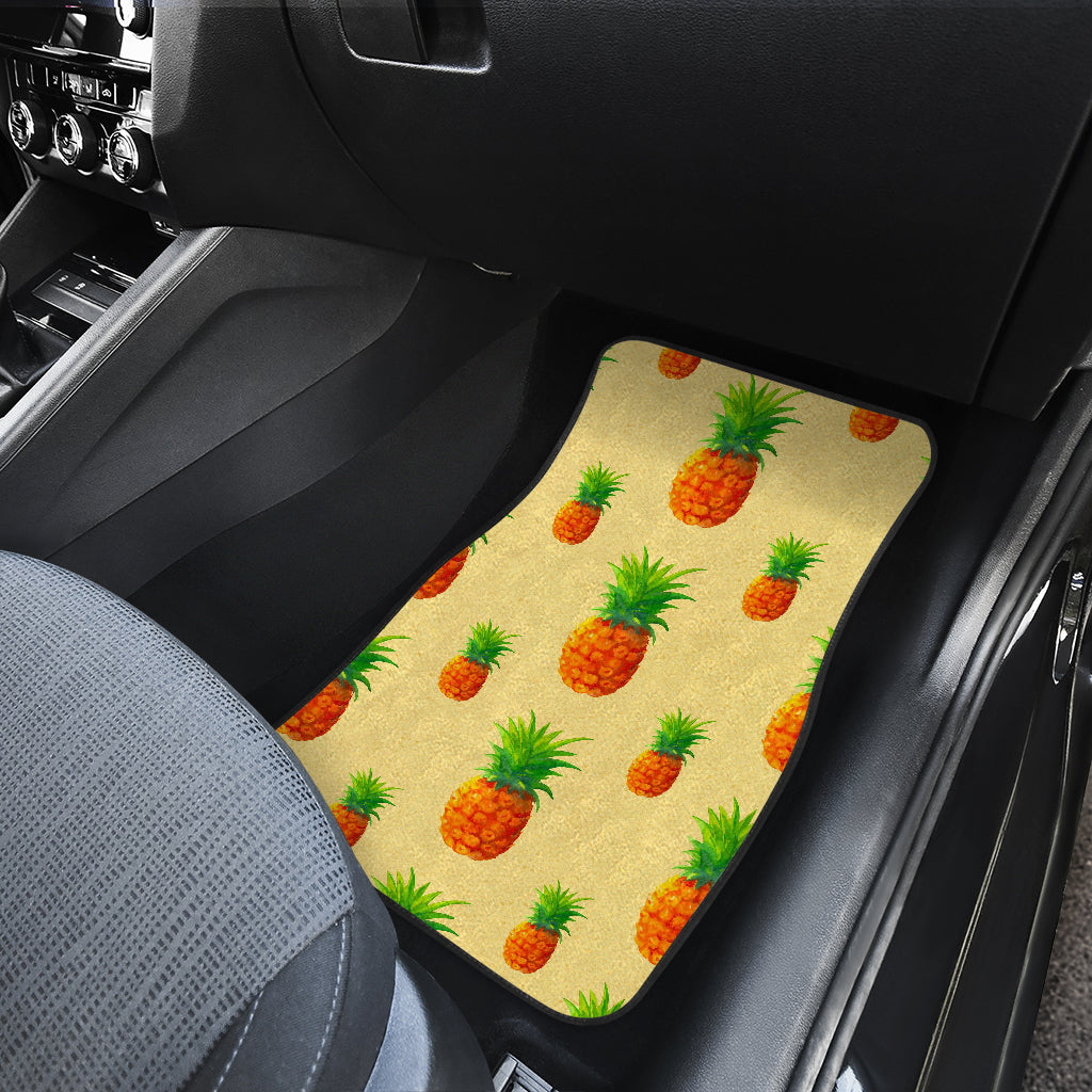 Beige Watercolor Pineapple Pattern Print Front And Back Car Floor Mats/ Front Car Mat