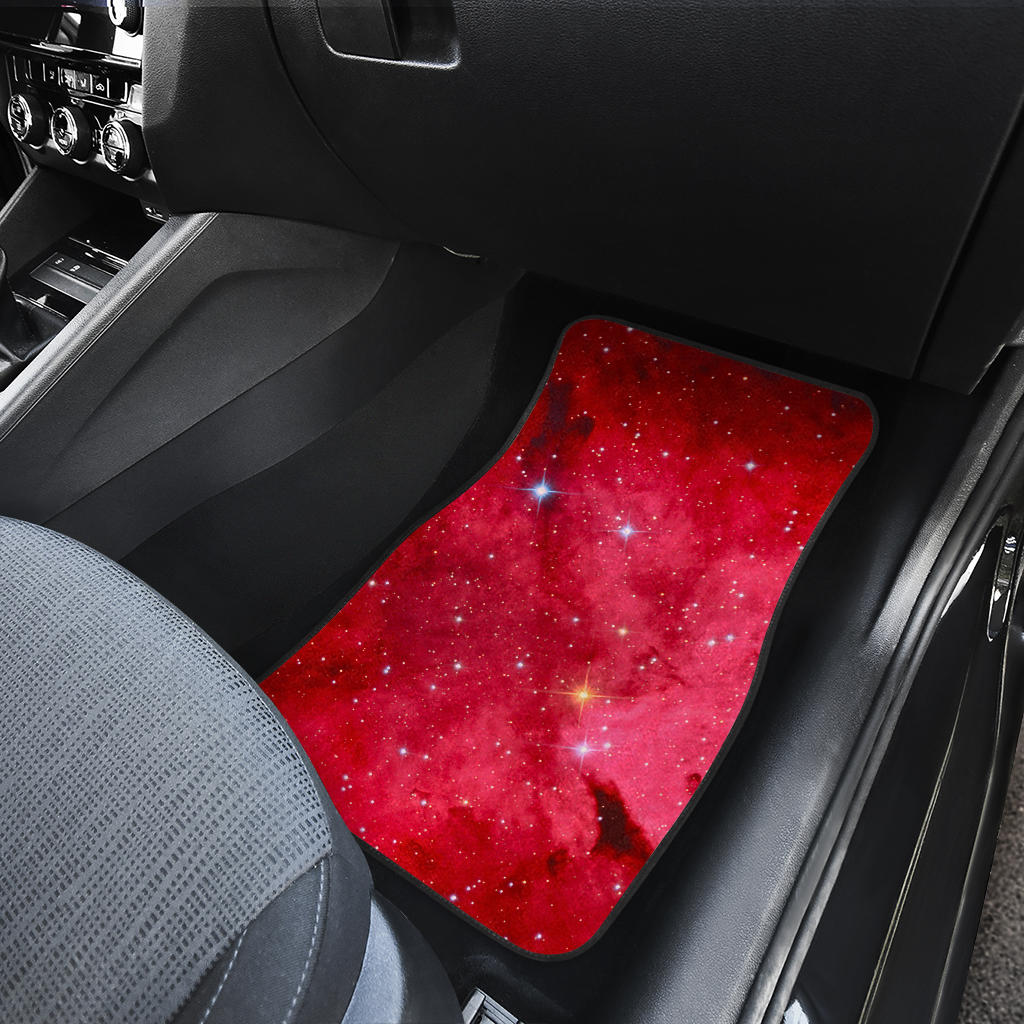 Red Galaxy Space Cloud Print Front And Back Car Floor Mats/ Front Car Mat