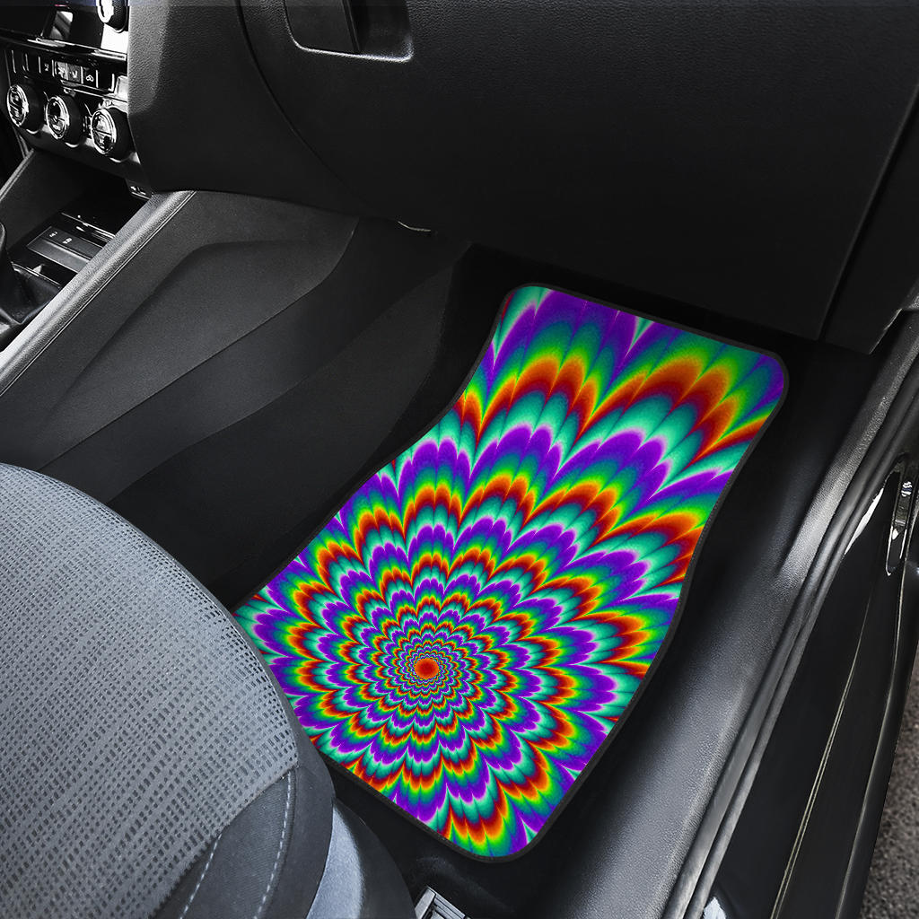 Psychedelic Expansion Optical Illusion Front And Back Car Floor Mats/ Front Car Mat