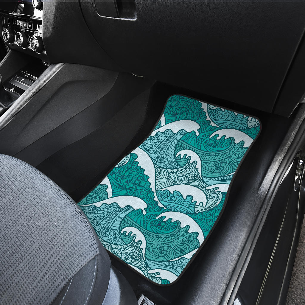 Surfing Wave Pattern Print Front And Back Car Floor Mats/ Front Car Mat