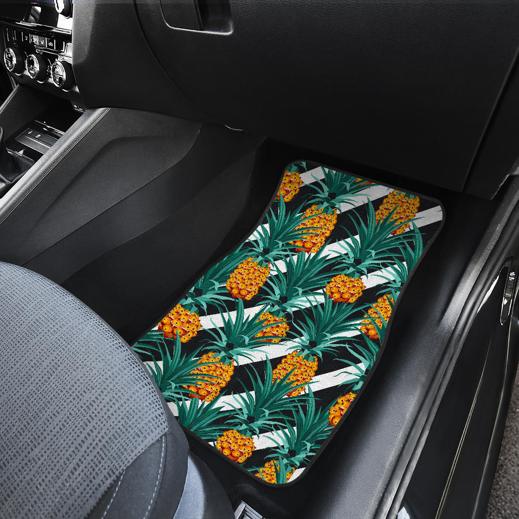 Pineapple Striped Pattern Print Front And Back Car Floor Mats/ Front Car Mat