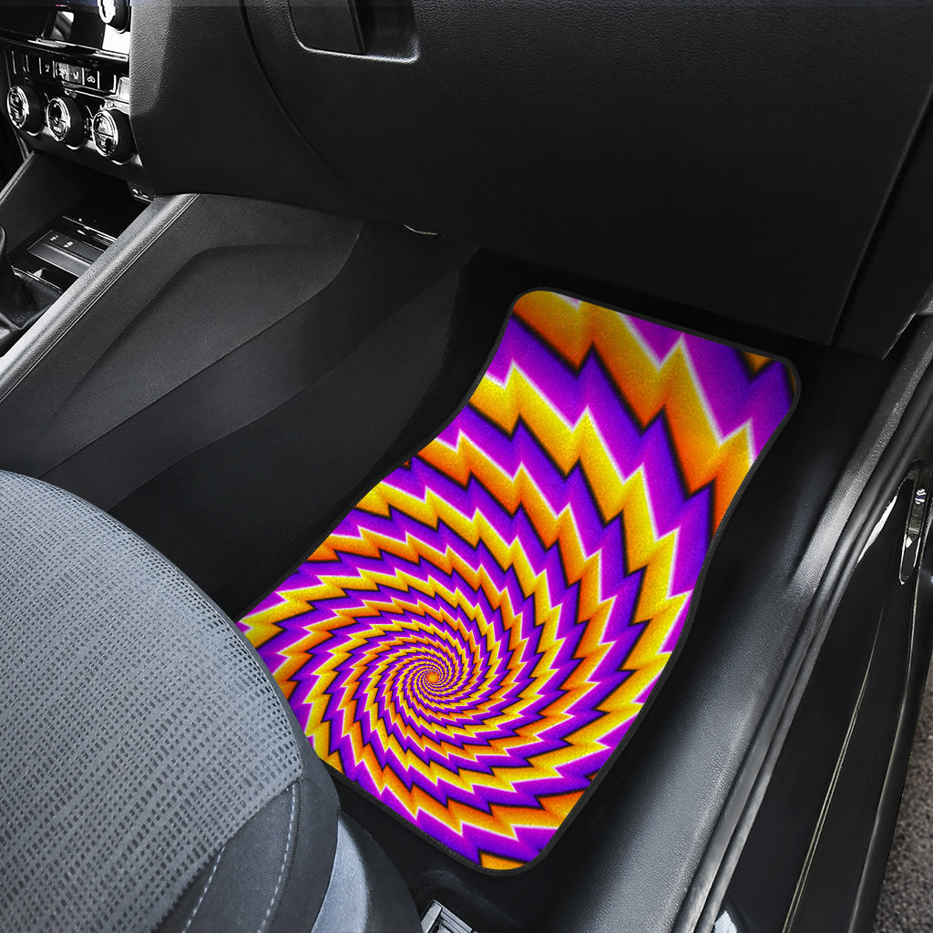 Yellow Twisted Moving Optical Illusion Front And Back Car Floor Mats/ Front Car Mat