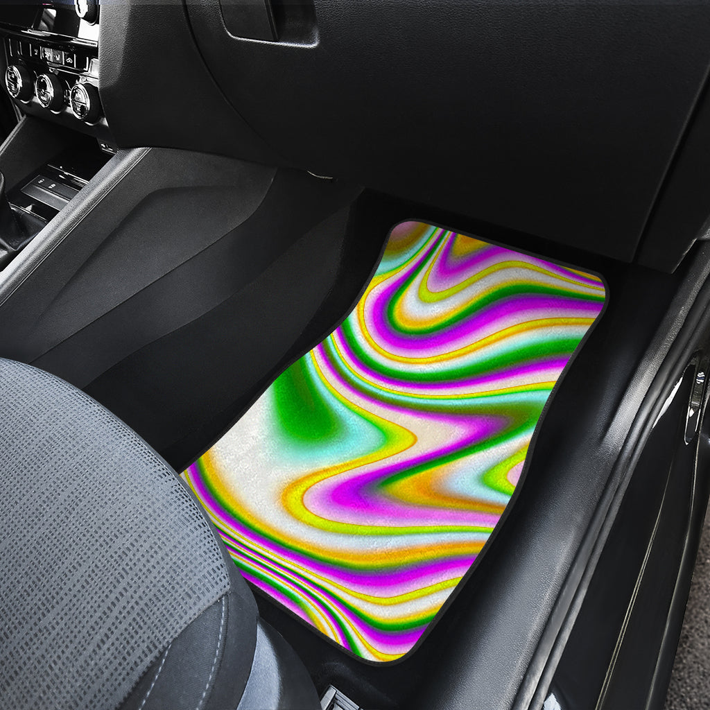 Abstract Holographic Liquid Trippy Print Front And Back Car Floor Mats/ Front Car Mat