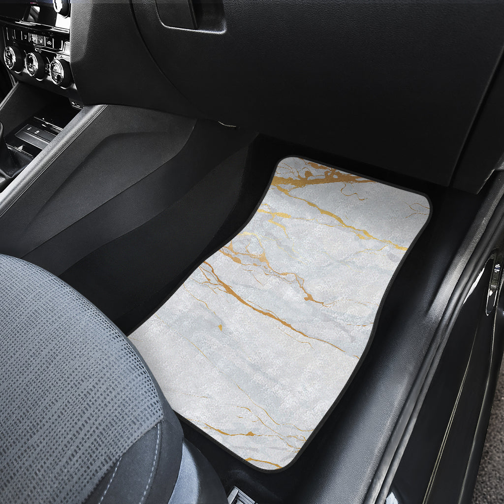 White Gold Scratch Marble Print Front And Back Car Floor Mats/ Front Car Mat