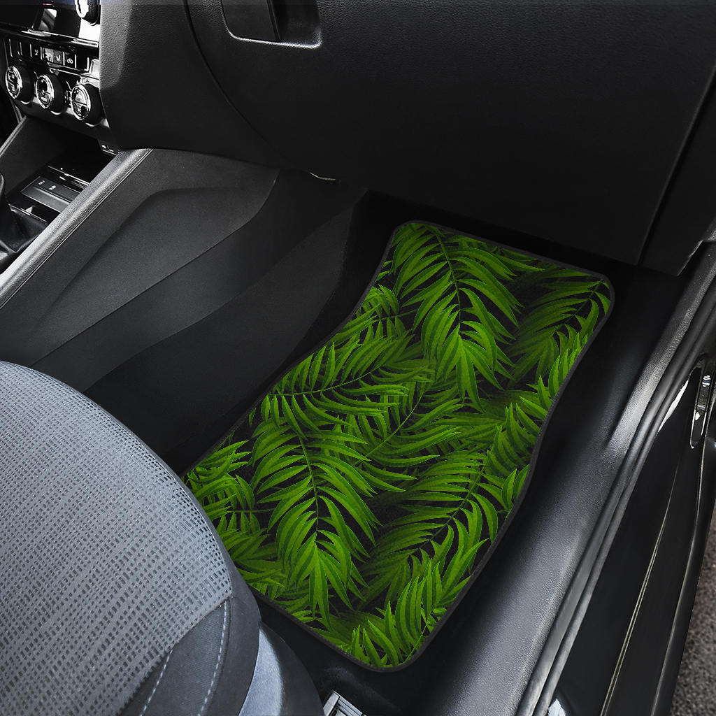 Night Tropical Palm Leaf Pattern Print Front And Back Car Floor Mats/ Front Car Mat