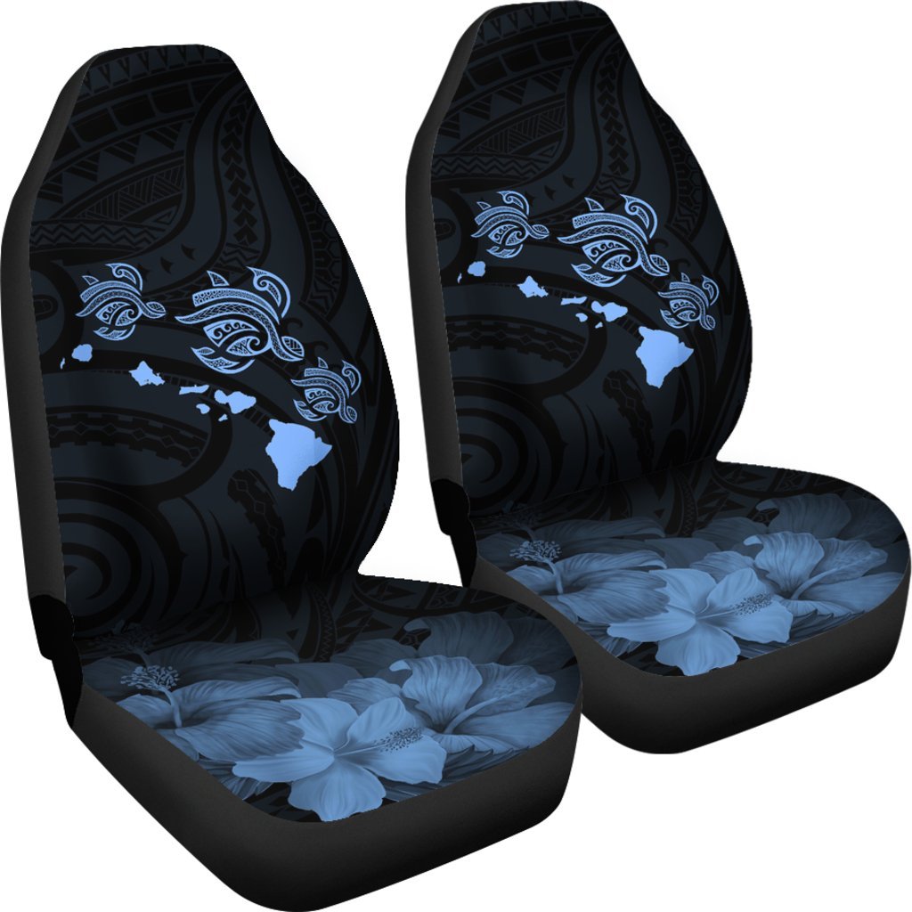 Hawaii Hibiscus Map Polynesian Ancient Blue Turtle Car Set Covers