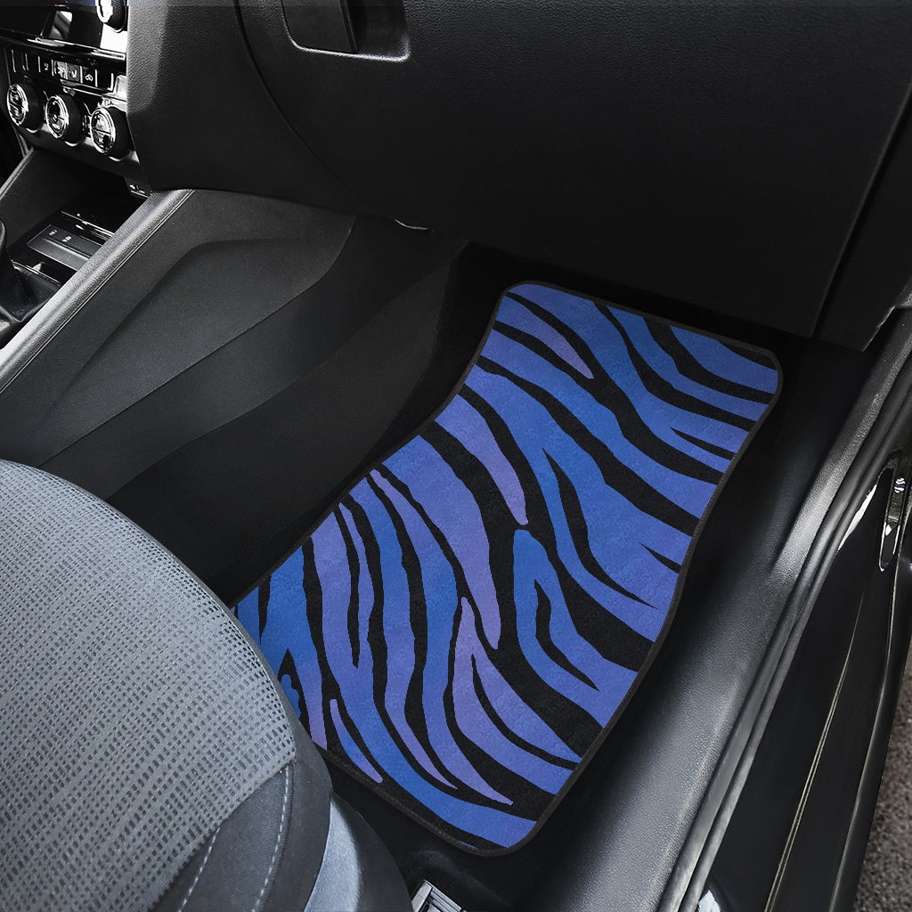 Black Blue Zebra Pattern Print Front And Back Car Floor Mats/ Front Car Mat