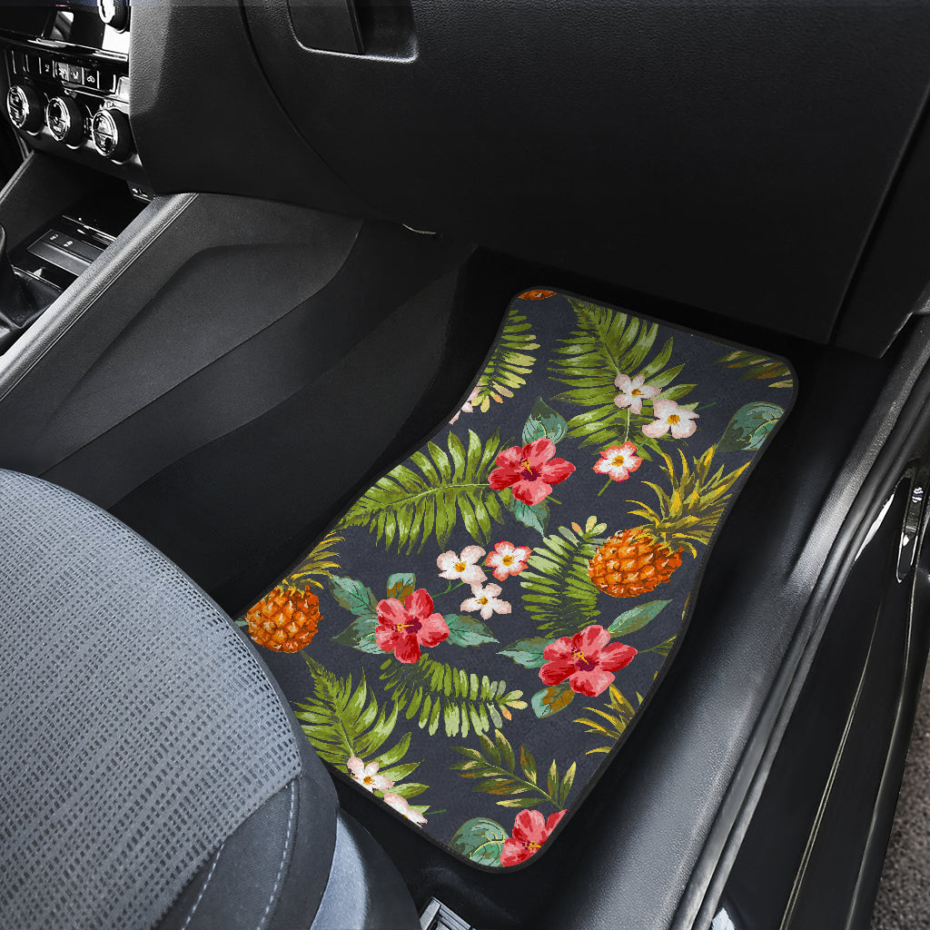 Tropical Hawaii Pineapple Pattern Print Front And Back Car Floor Mats/ Front Car Mat