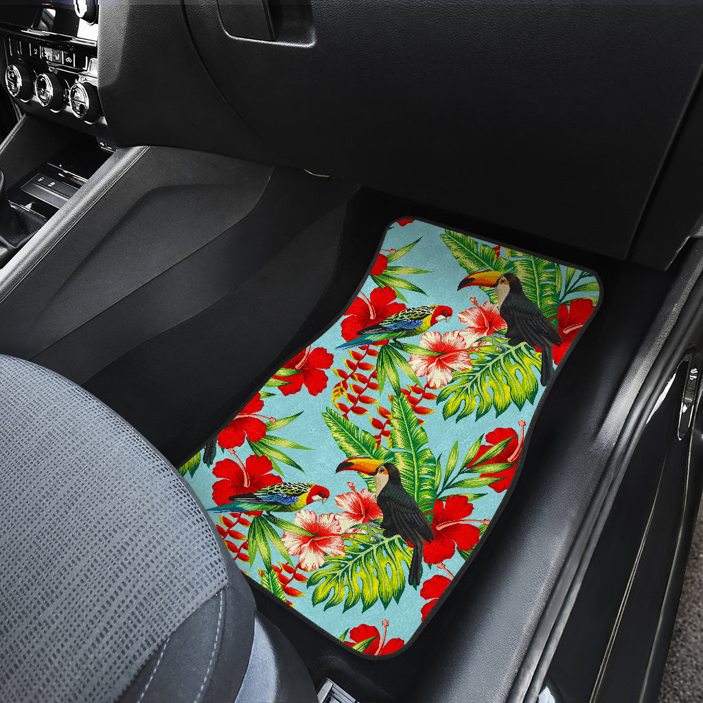 Toucan Parrot Tropical Pattern Print Front And Back Car Floor Mats/ Front Car Mat